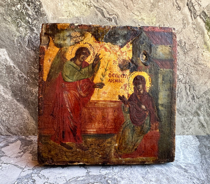 Rare Antique Russian Orthodox Icon  Annunciation Virgin Mary 18th