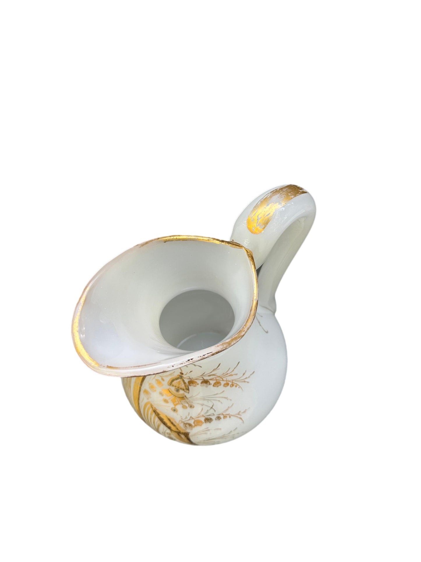 Antique Opaline & Gold Leaf Pitcher and Bowl Set – Napoleon III Period, c. 1880