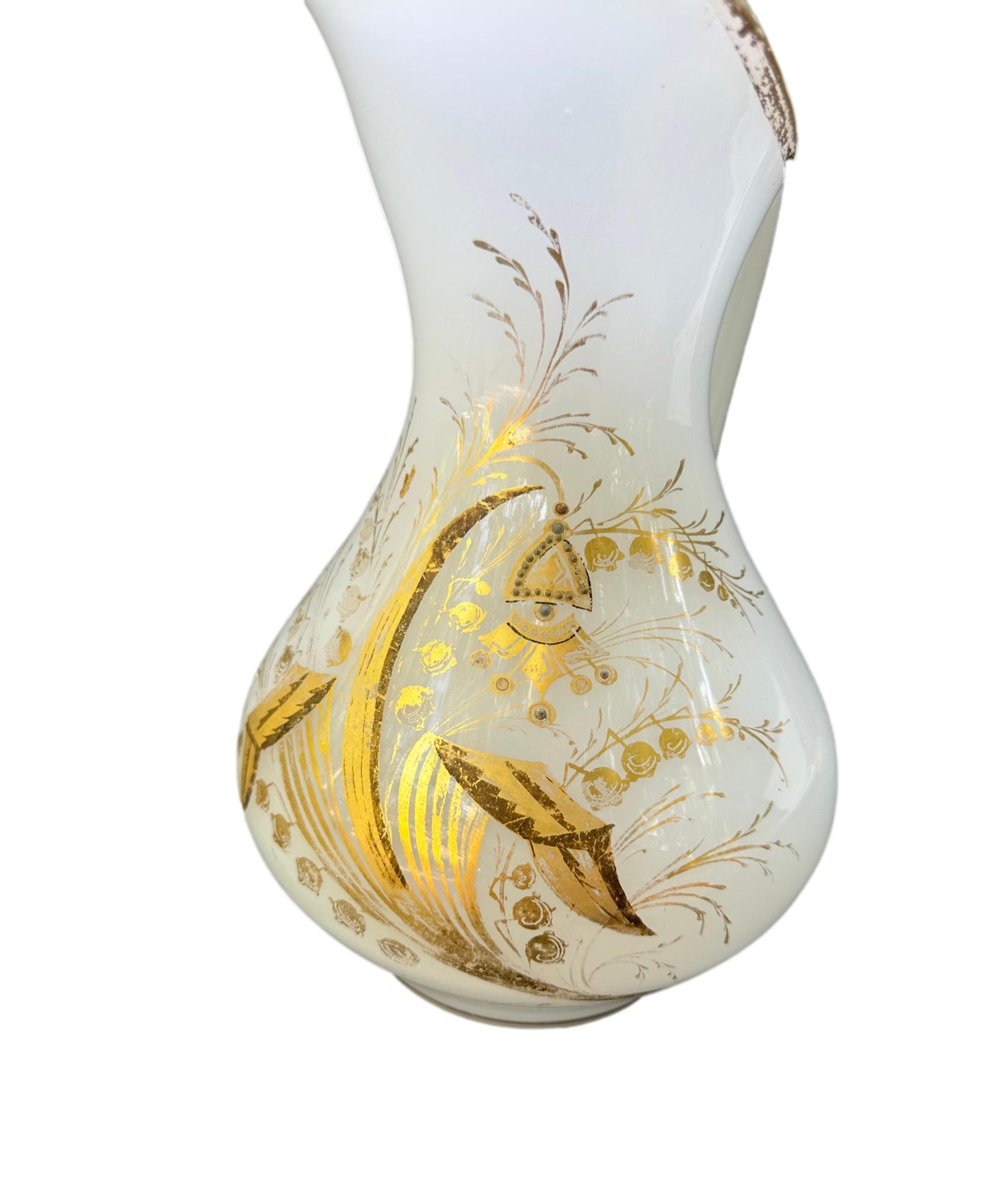 Antique Opaline & Gold Leaf Pitcher and Bowl Set – Napoleon III Period, c. 1880