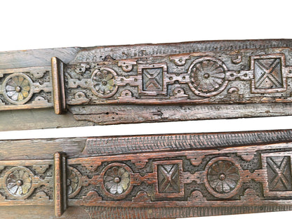 Pair of Antique Carved Oak Columns 17th 18th Century