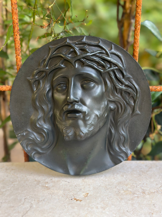 Antique Bronze Plaque of Christ – French 19th c. Sacred Wall Art