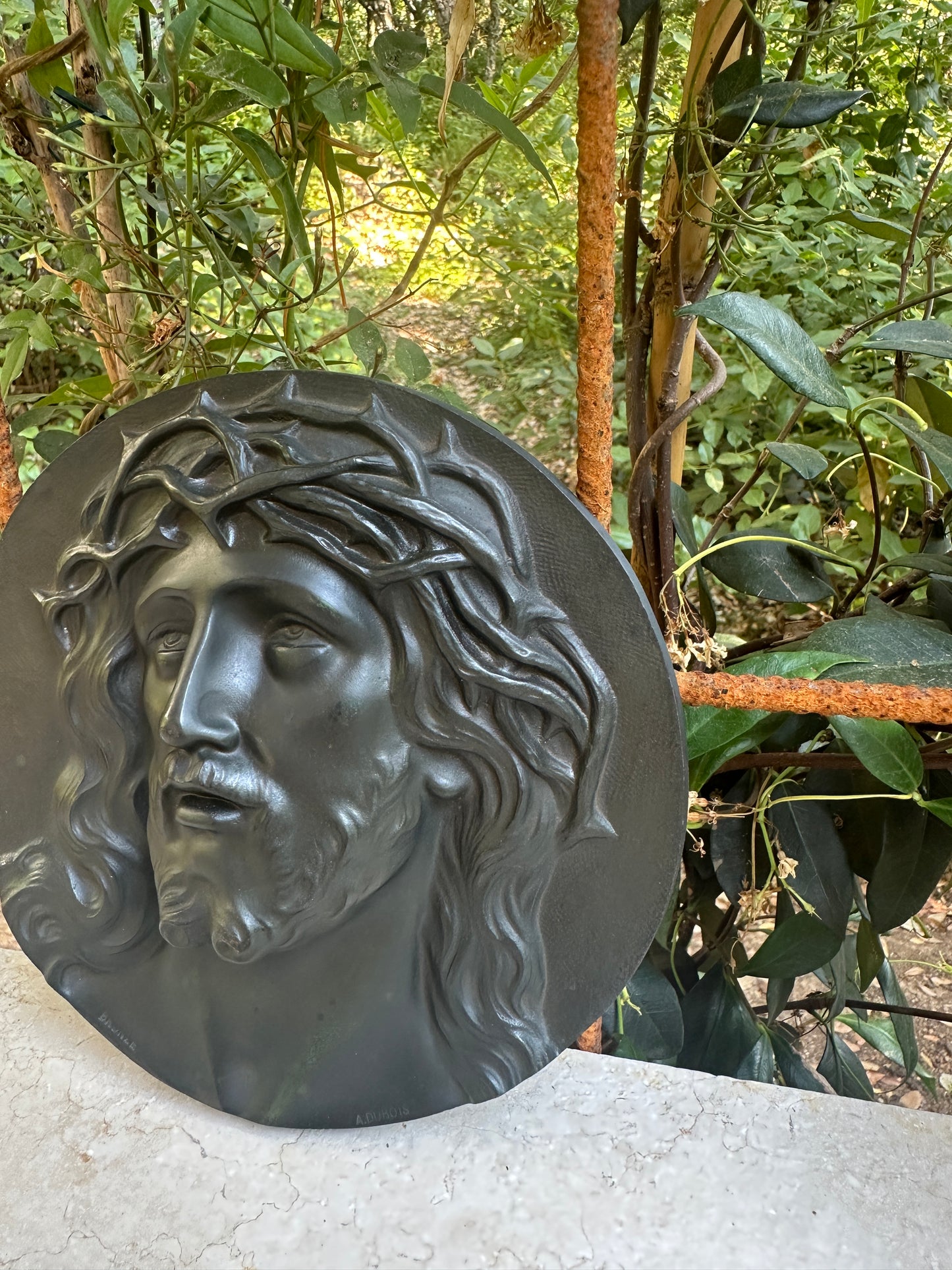 Antique Bronze Plaque of Christ – French 19th c. Sacred Wall Art