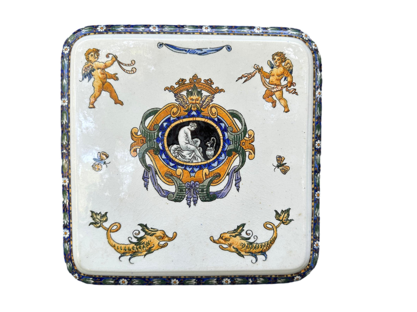 Antique Gien Earthenware Trivet - Renaissance Decor (1875)
