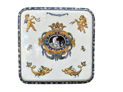 Antique Gien Earthenware Trivet - Renaissance Decor (1875)