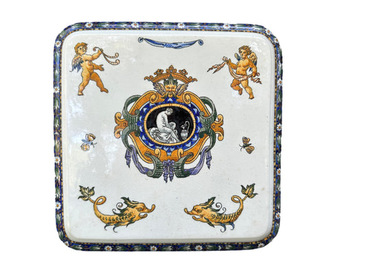 Antique Gien Earthenware Trivet - Renaissance Decor (1875)