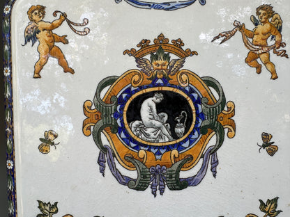 Antique Gien Earthenware Trivet - Renaissance Decor (1875)