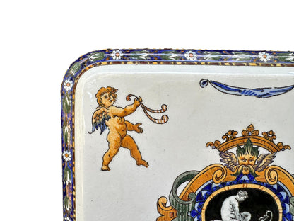 Antique Gien Earthenware Trivet - Renaissance Decor (1875)