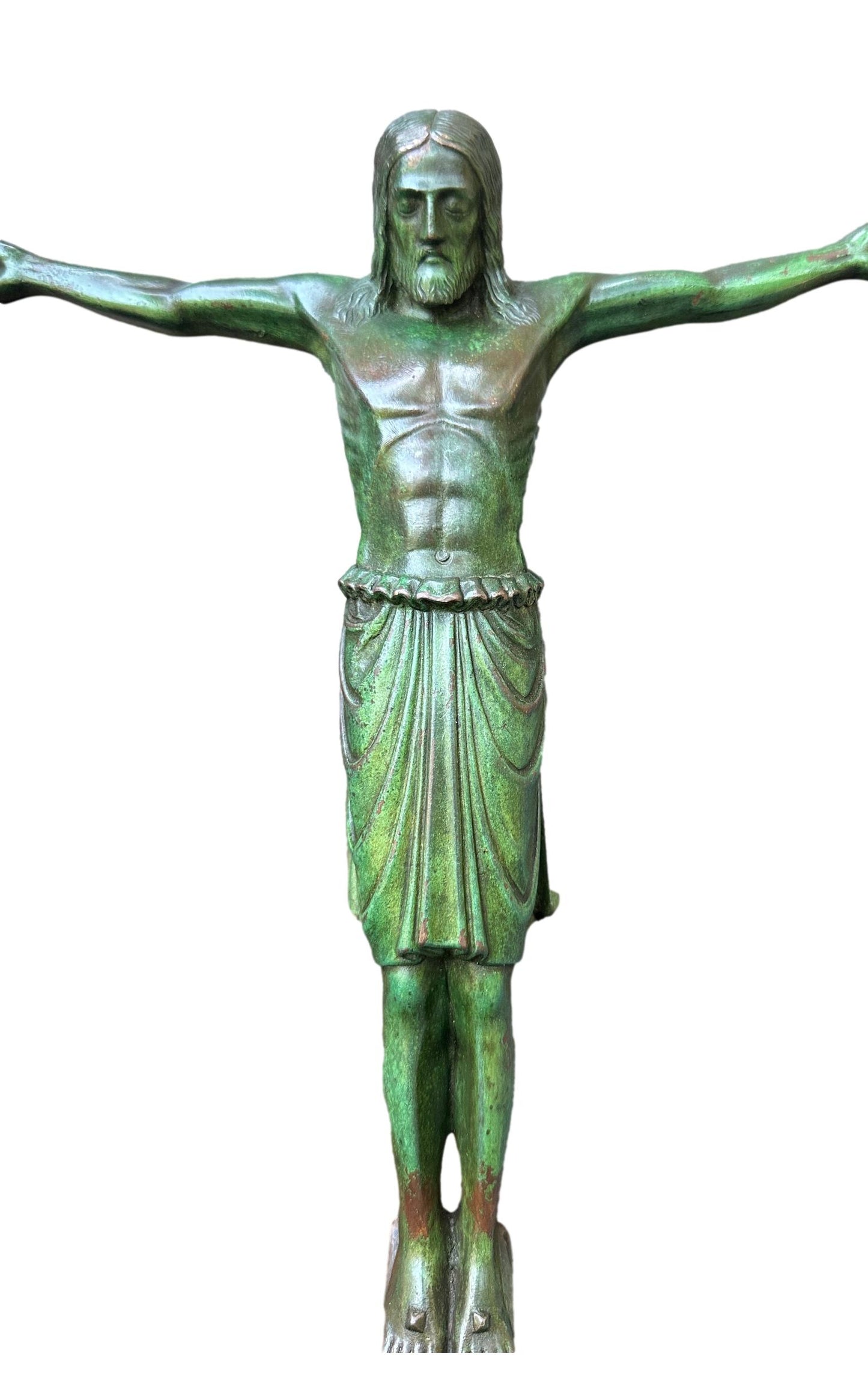 Antique Art Deco Bronze Cross Crucifix