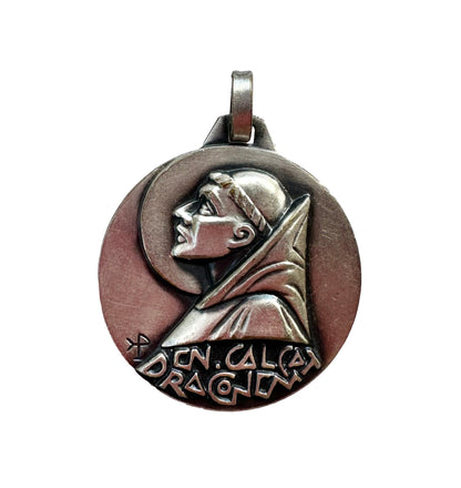 PY Large Saint Benedict Silver Metal Art Deco Medal Fernand PY