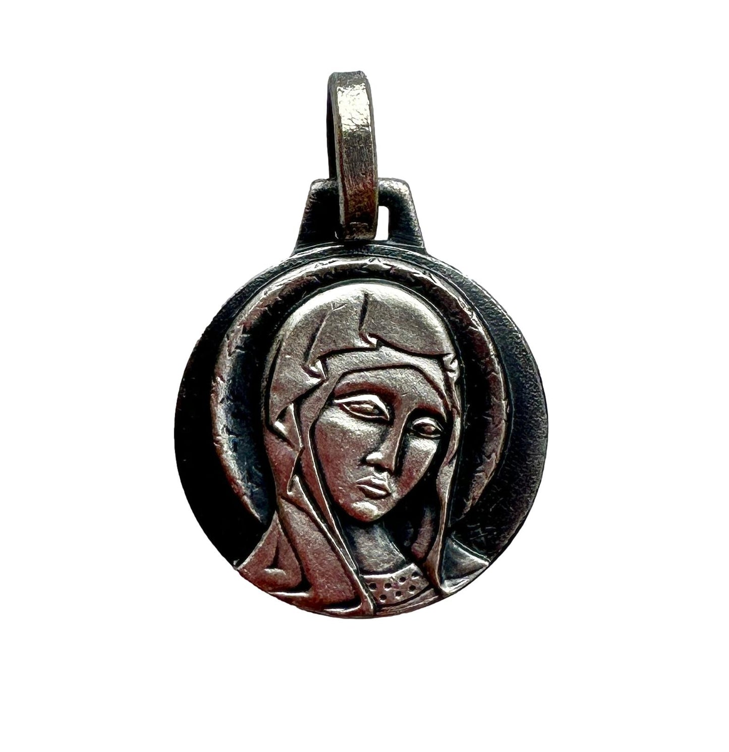 FERNAND PY Religious Virgin Mary Silver Metal Art Deco Medal