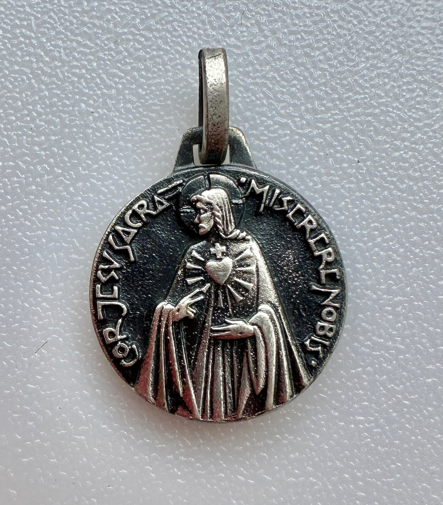 FERNAND PY Religious Virgin Mary Child Jesus Silver Metal Art Deco Medal