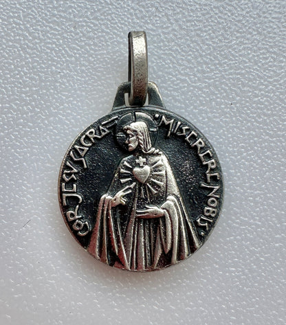 FERNAND PY Religious Virgin Mary Child Jesus Silver Metal Art Deco Medal