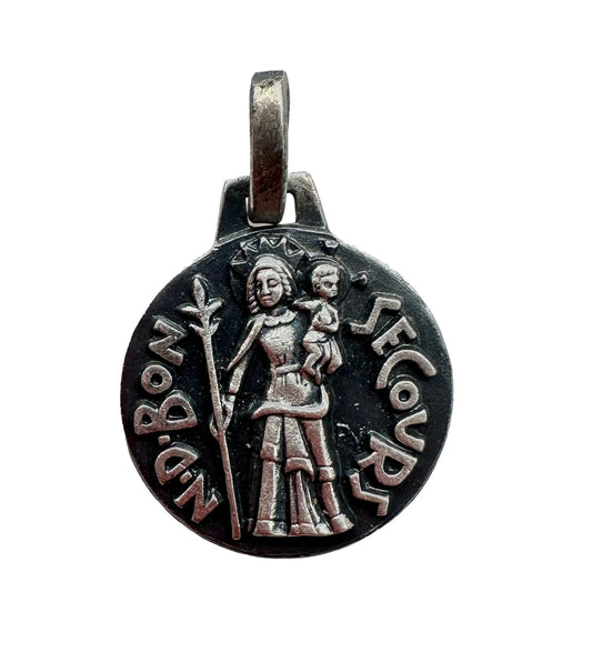 FERNAND PY Religious Notre Dame Bon Secours Silver Metal Art Deco Medal