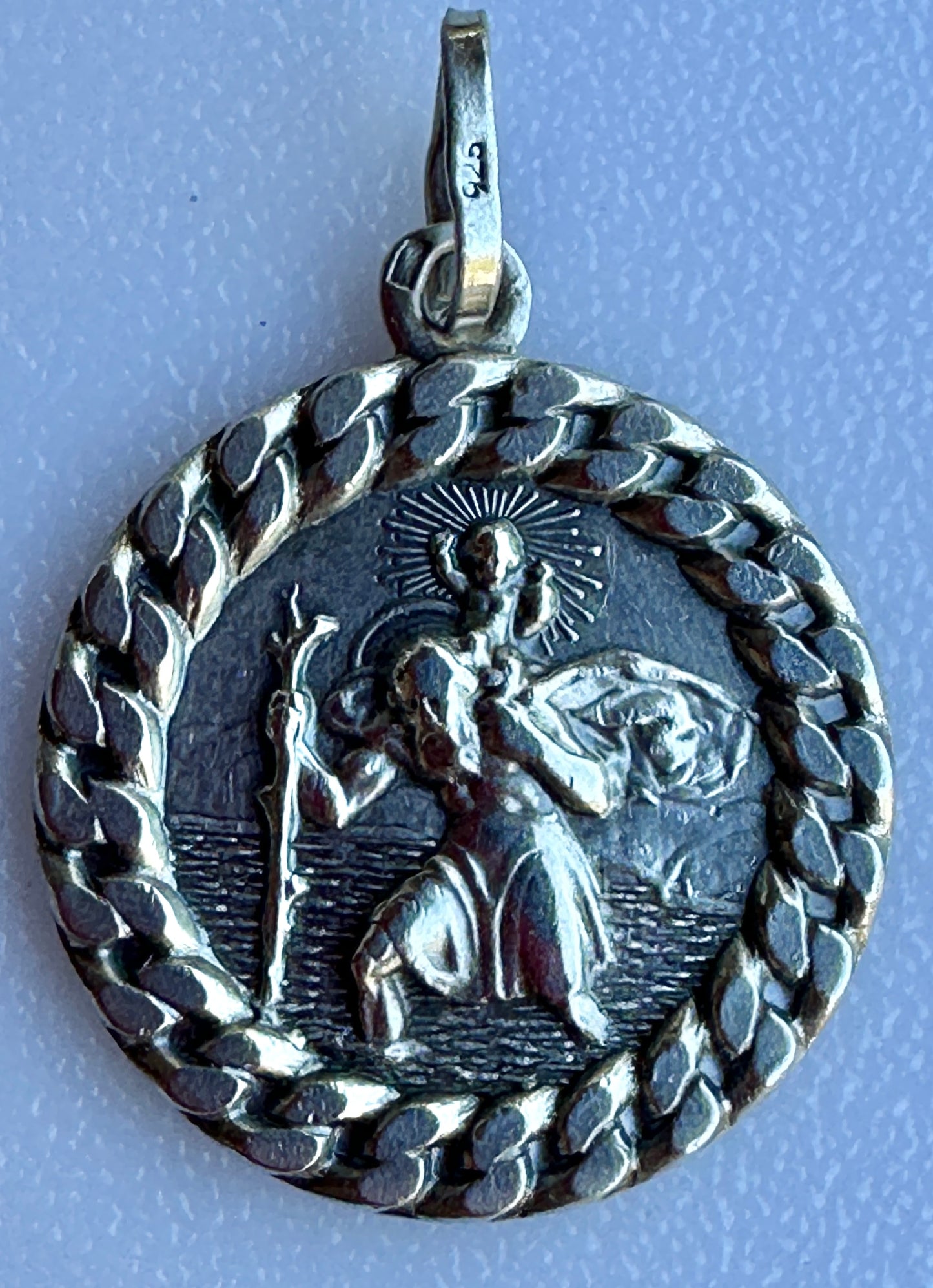 French Religious Saint Christopher Solid Silver Medal