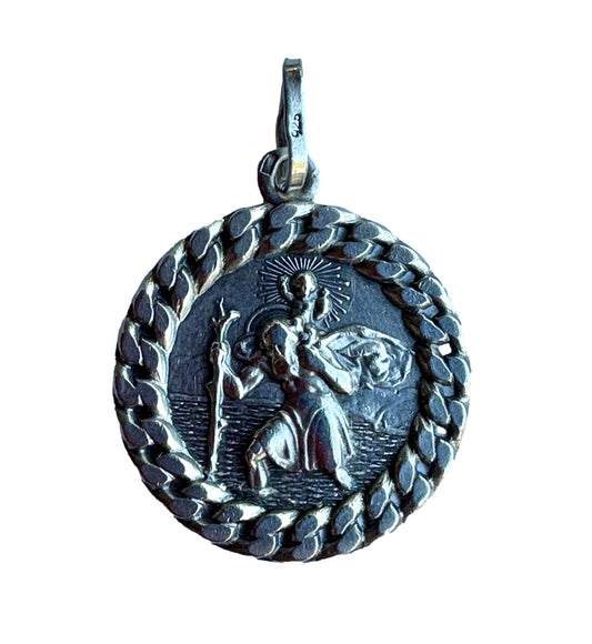 French Religious Saint Christopher Solid Silver Medal