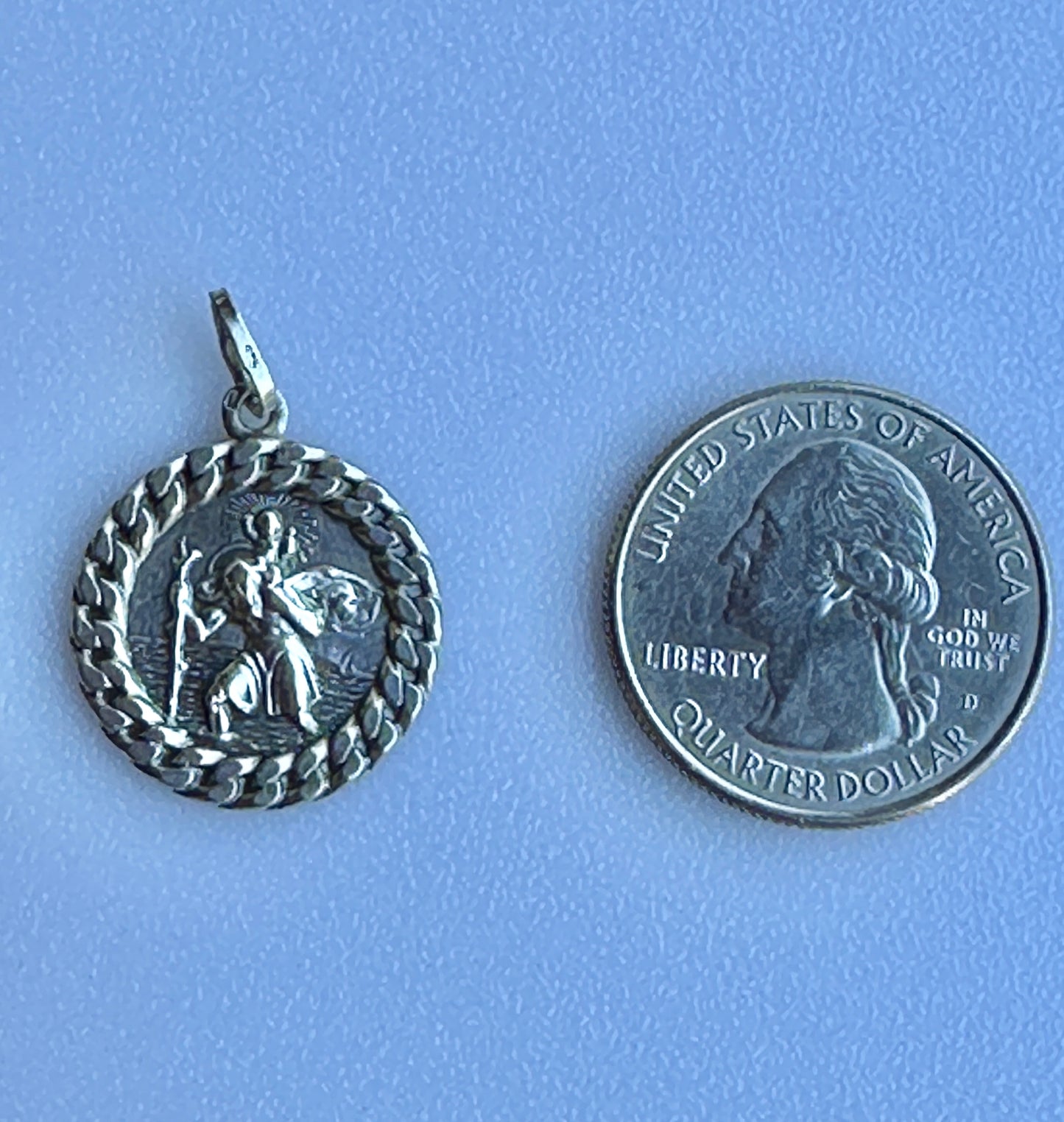 French Religious Saint Christopher Solid Silver Medal