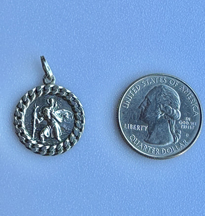 French Religious Saint Christopher Solid Silver Medal