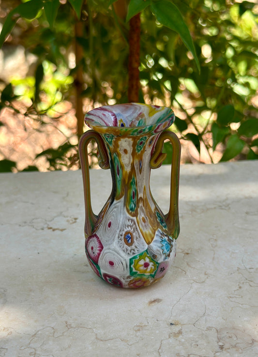 Vintage Murano Millefiori Vase – Hand Blown 1960s Art Glass