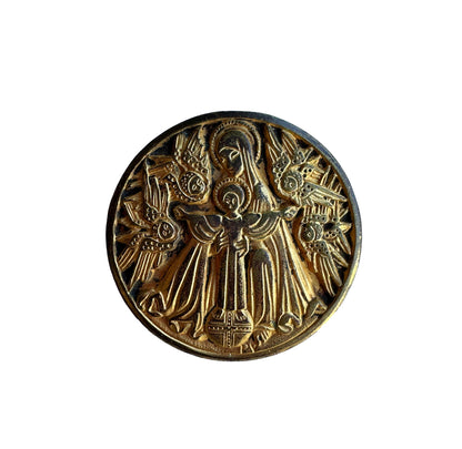 FERNAND PY Virgin Mary Jesus Child French Antique religious Brooch