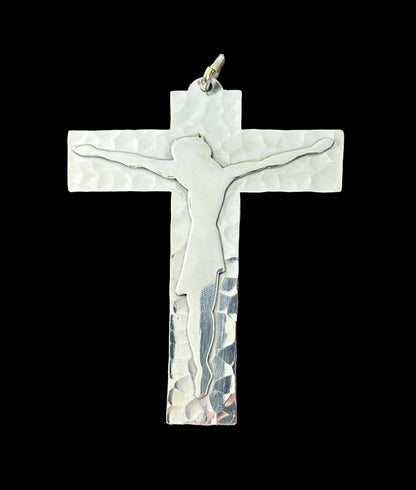 RARE Jean Desprès Art Deco silver-plated bronze cross