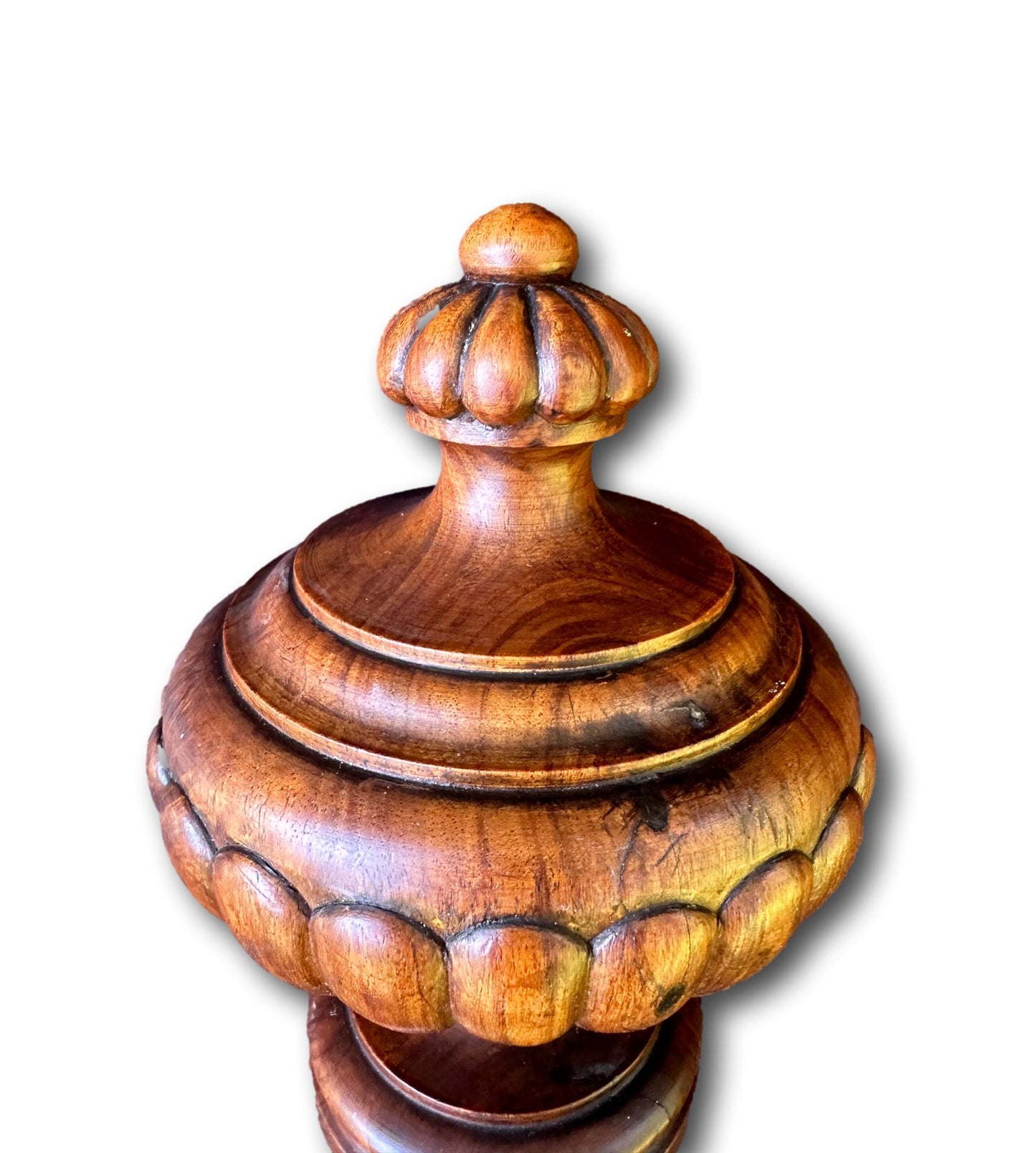 Architectural Walnut Wood Stairwell Finial