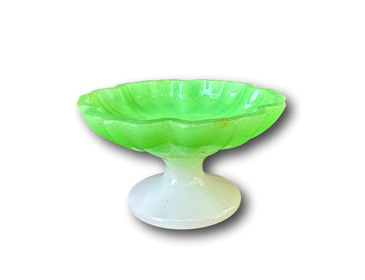 Green and White Opaline Jewelery Ring Dish Cup