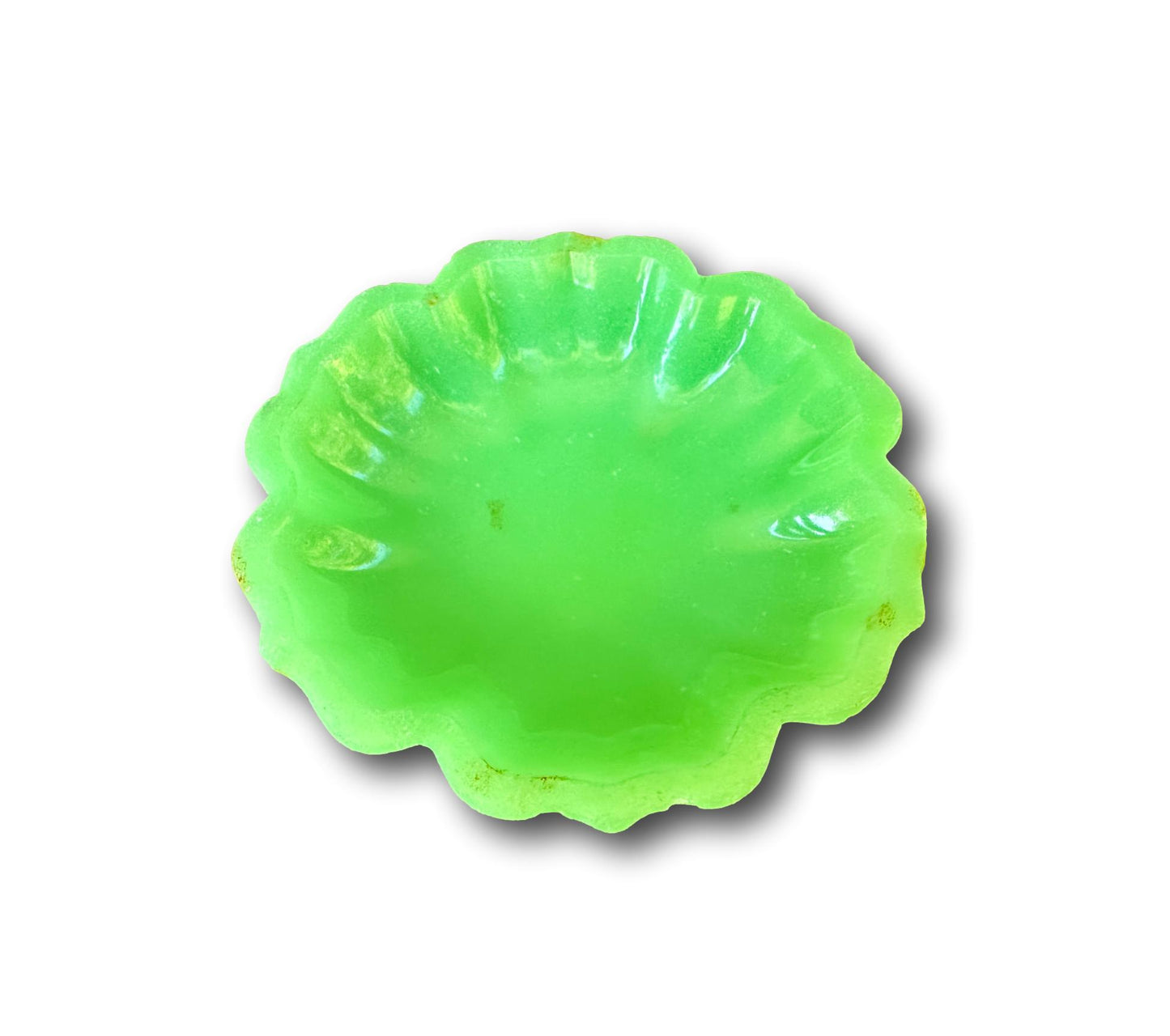 Green and White Opaline Jewelery Ring Dish Cup