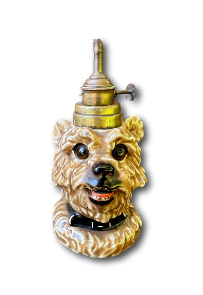 French Porcelain Kerosene Lamp Dog