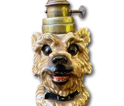 French Porcelain Kerosene Lamp Dog