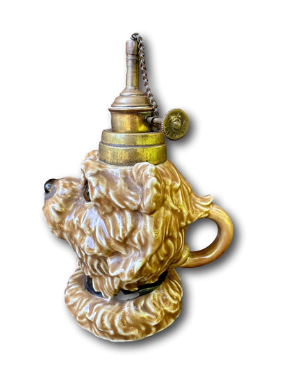 French Porcelain Kerosene Lamp Dog