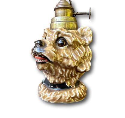 French Porcelain Kerosene Lamp Dog