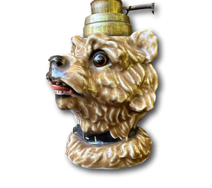 French Porcelain Kerosene Lamp Dog