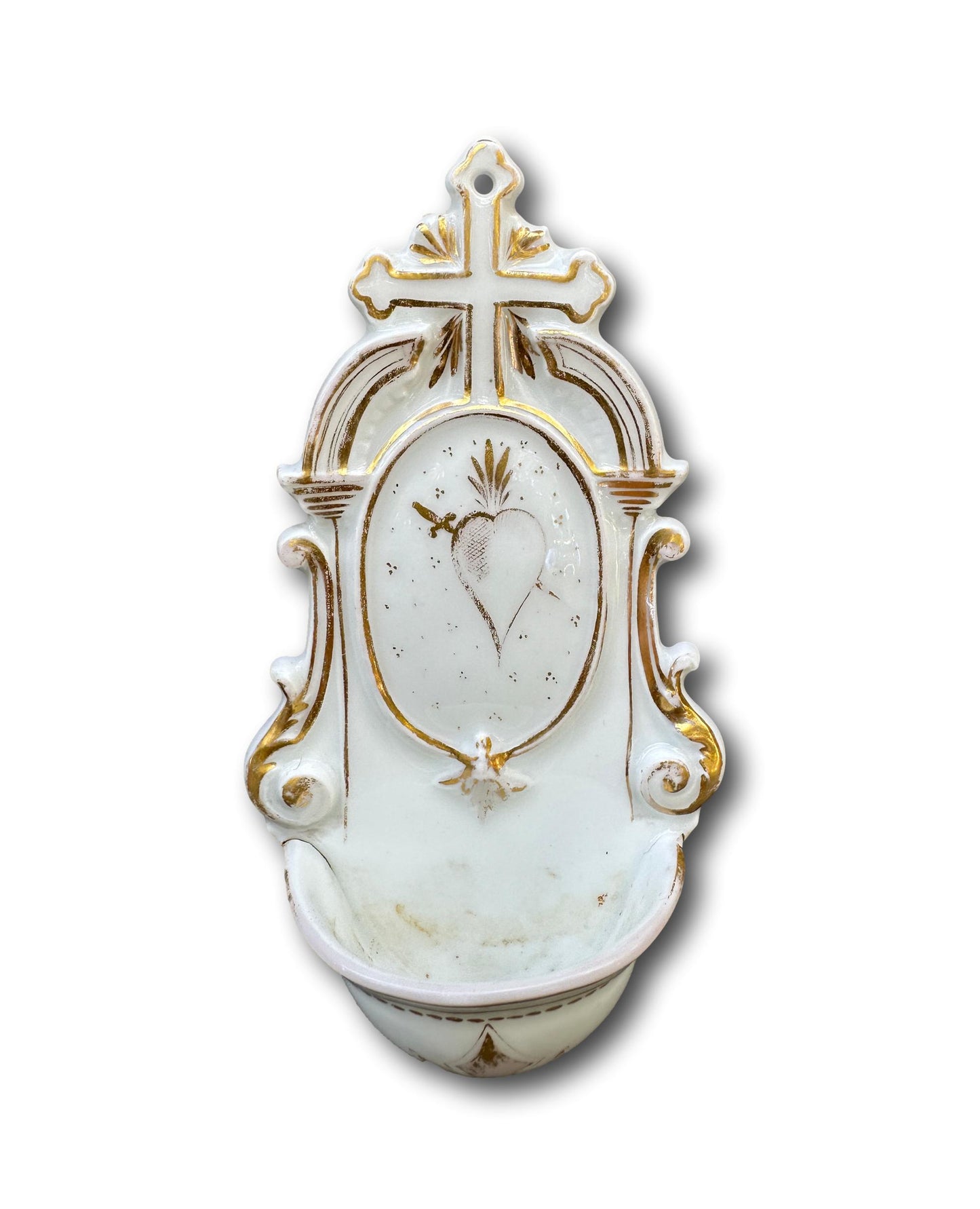 Antique French Porcelain Paris Holy Water Font