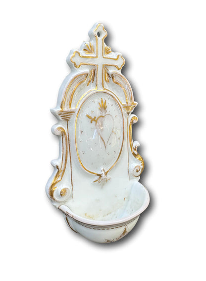 Antique French Porcelain Paris Holy Water Font