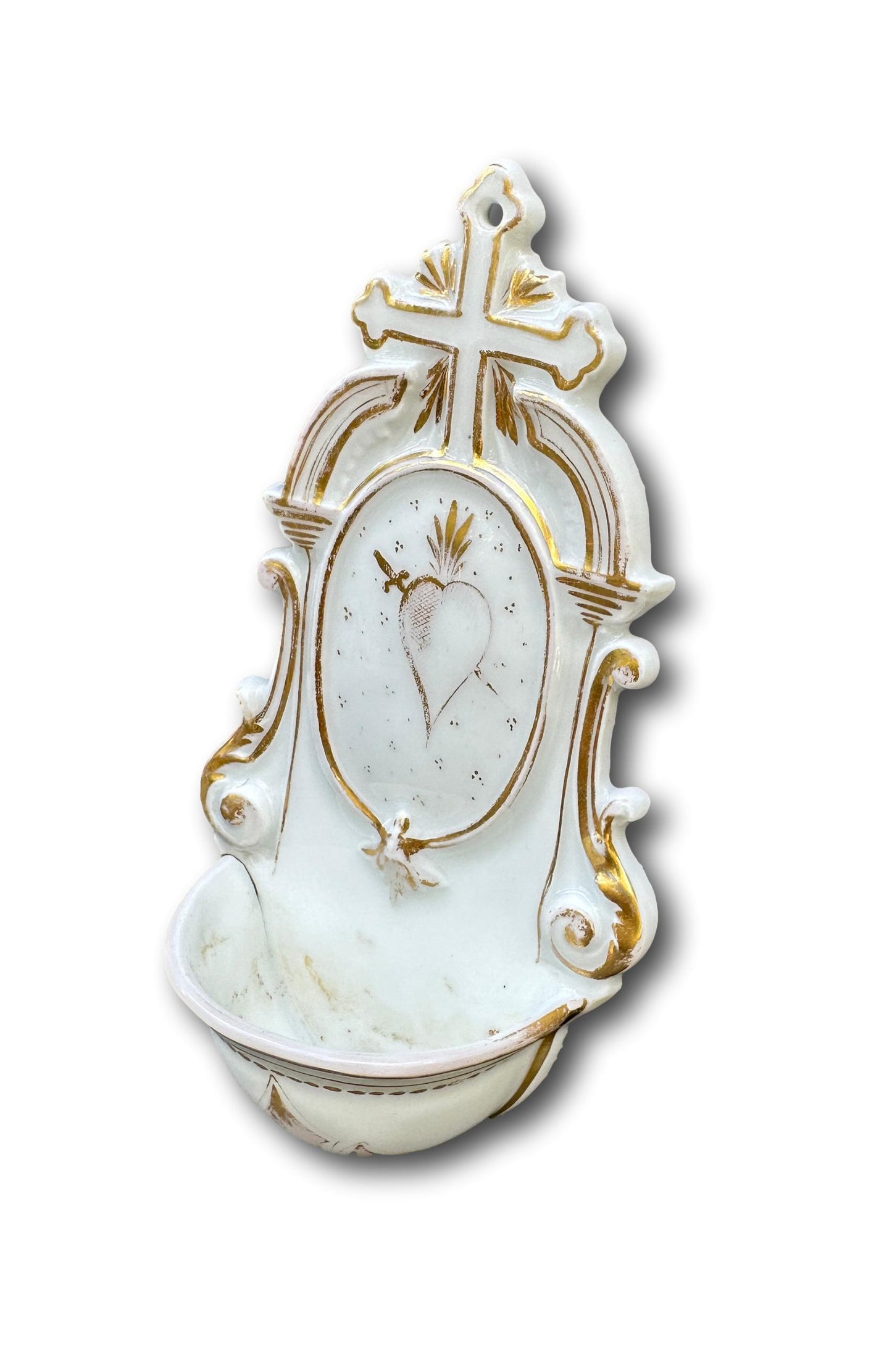 Antique French Porcelain Paris Holy Water Font