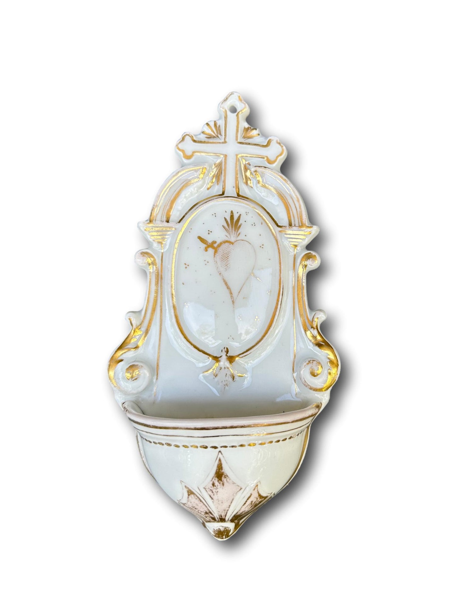 Antique French Porcelain Paris Holy Water Font