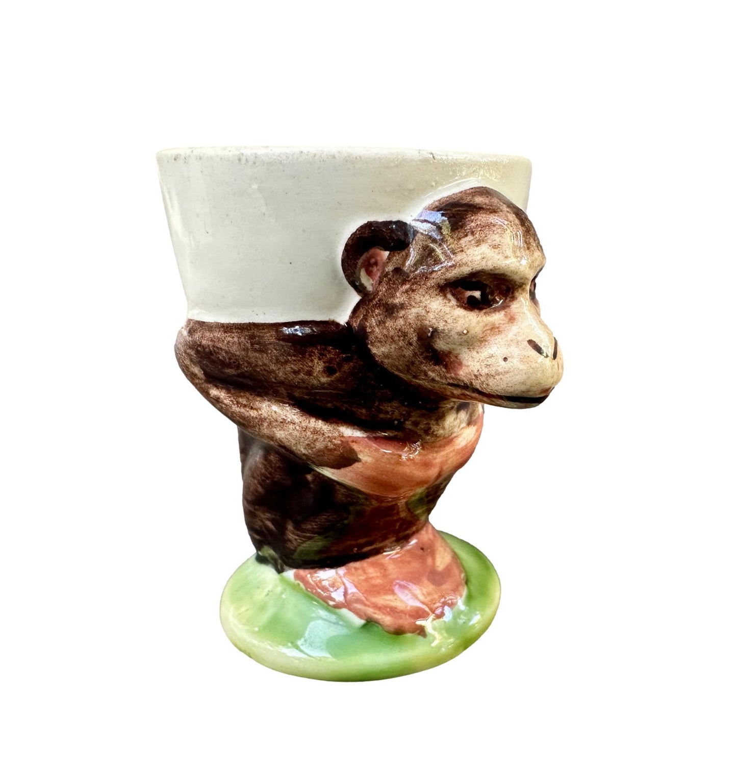 Rare Sarreguemines Monkey Egg Cup