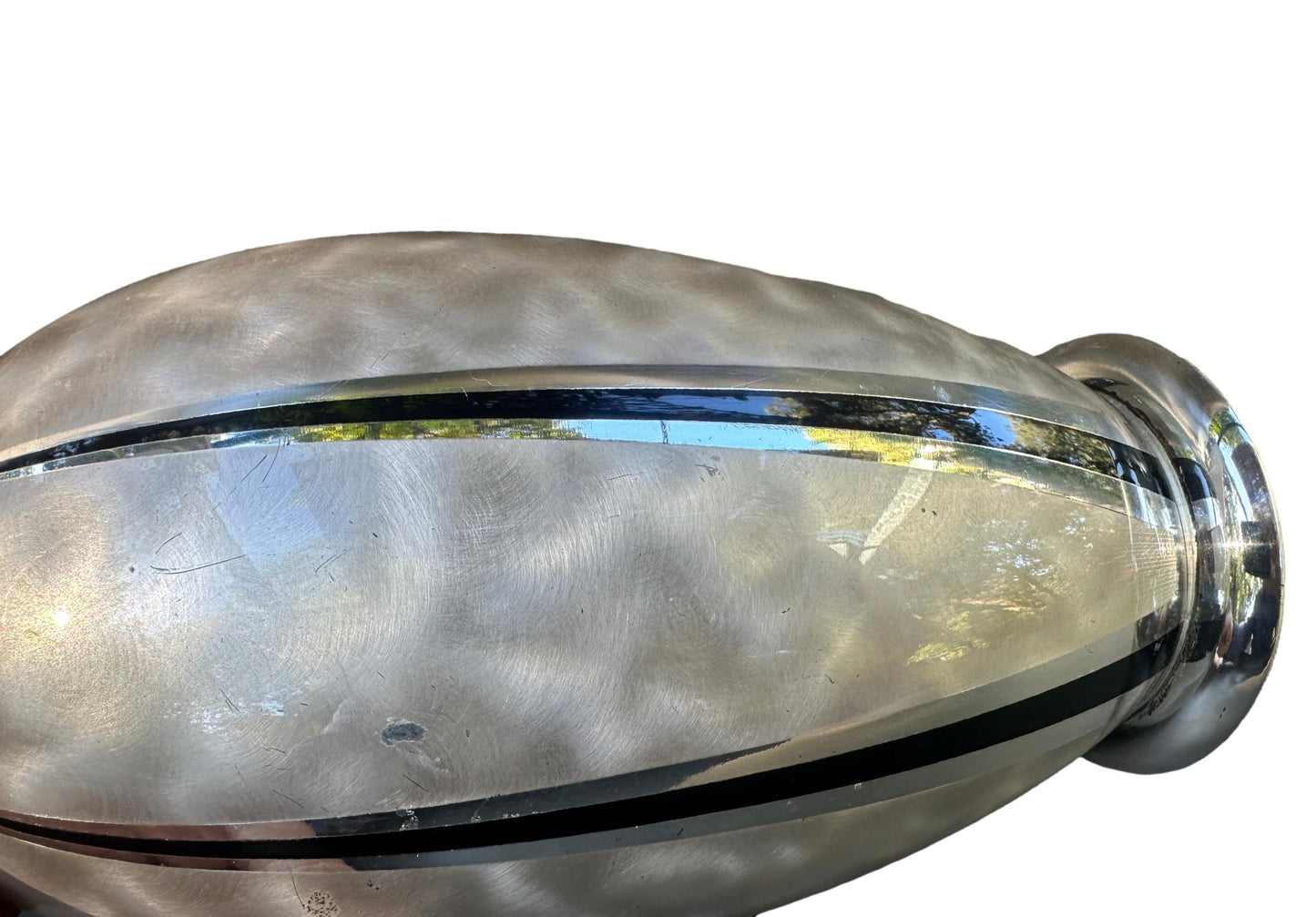 Art Deco WMF Metal Vase – 1930s German Silverplate Chrome Ikora Style