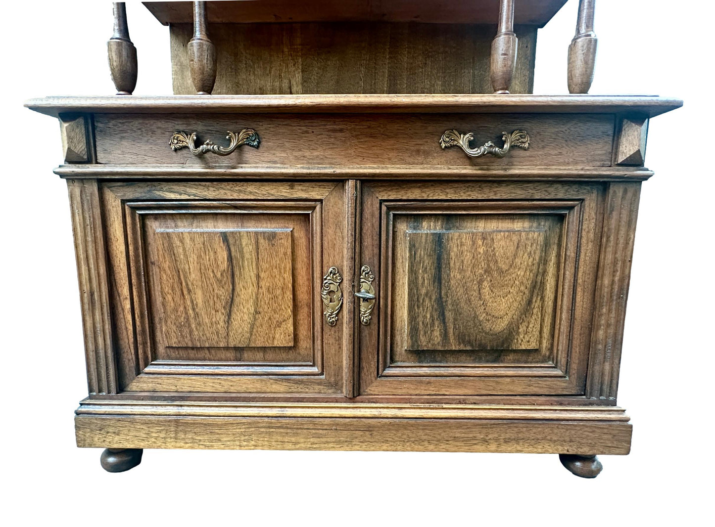 French 1920 Miniature Buffet Cabinet in Solid Walnut, Antique Doll Furniture