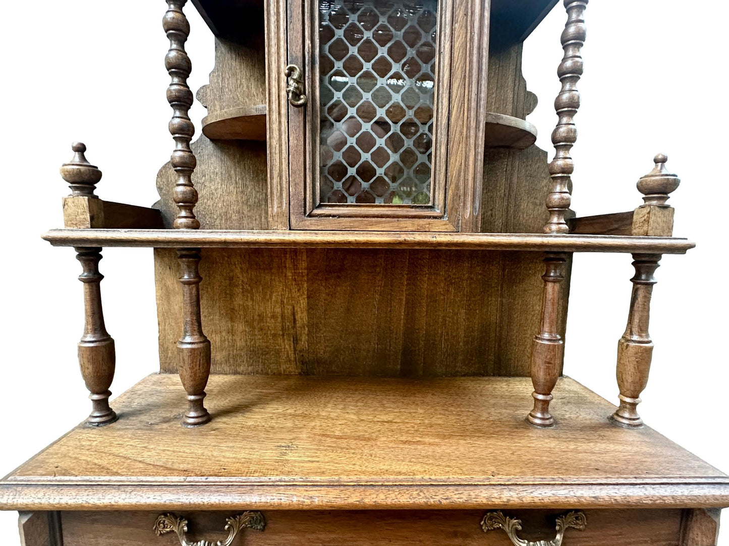 French 1920 Miniature Buffet Cabinet in Solid Walnut, Antique Doll Furniture
