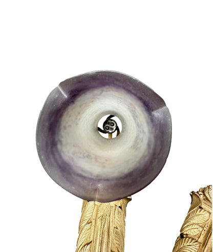 Pair of 1920s Noverdy French Art Deco Wall Sconces, Gilded Bronze and Pâte de Verre Shades