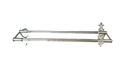 French Art Deco Glass and Nickel Wall Towel Rail Holder, 1920s Bathroom Wall Bar