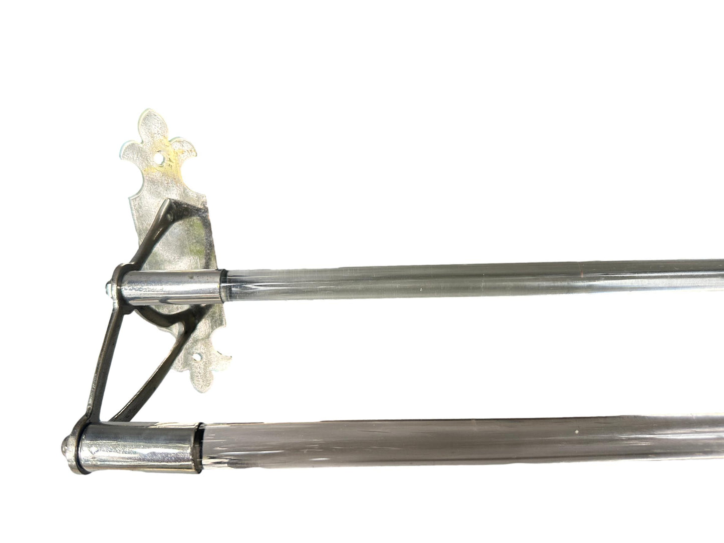 French Art Deco Glass and Nickel Wall Towel Rail Holder, 1920s Bathroom Wall Bar