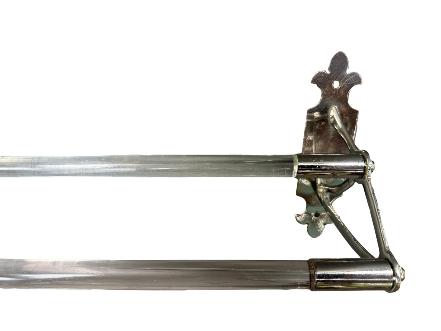 French Art Deco Glass and Nickel Wall Towel Rail Holder, 1920s Bathroom Wall Bar