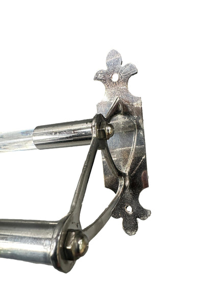 French Art Deco Glass and Nickel Wall Towel Rail Holder, 1920s Bathroom Wall Bar