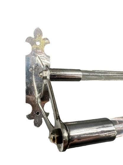 French Art Deco Glass and Nickel Wall Towel Rail Holder, 1920s Bathroom Wall Bar