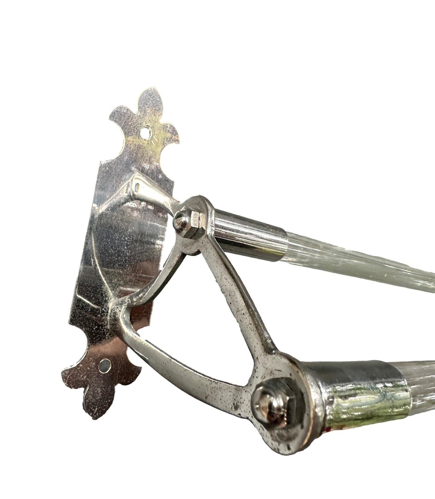 French Art Deco Glass and Nickel Wall Towel Rail Holder, 1920s Bathroom Wall Bar