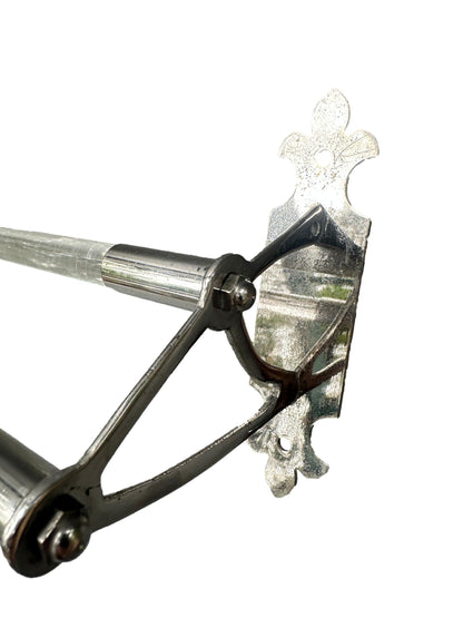 French Art Deco Glass and Nickel Wall Towel Rail Holder, 1920s Bathroom Wall Bar