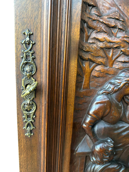 Large French Antique Architectural Hand Carved Walnut Oak Wood Door