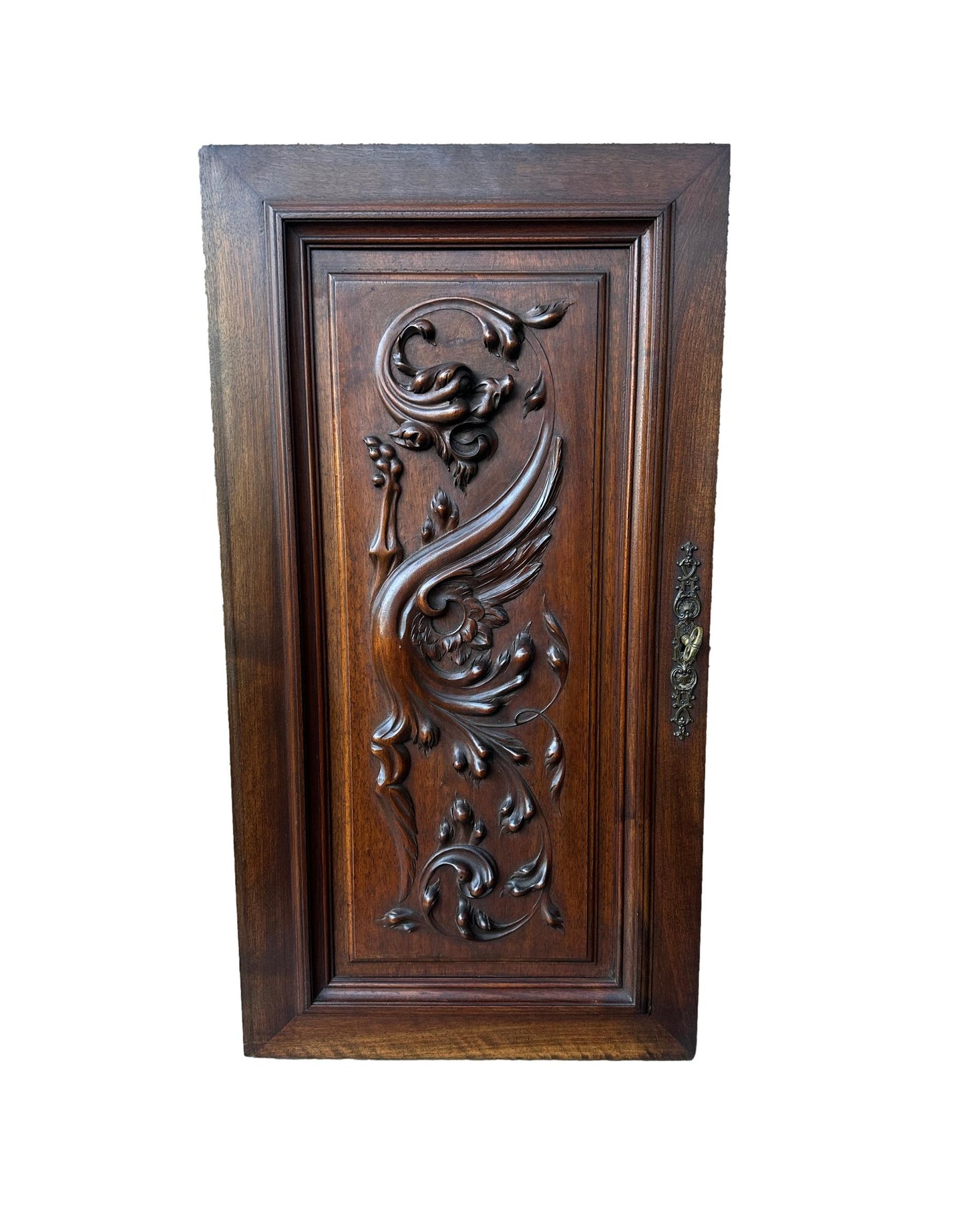 Antique Exceptional Hand Carved Chimera Walnut Wood Door